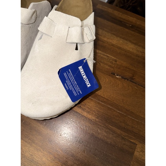NWT Birkenstock Boston Antique White Suede Leather Clogs Size 46 US 13 Mules - Picture 3 of 8